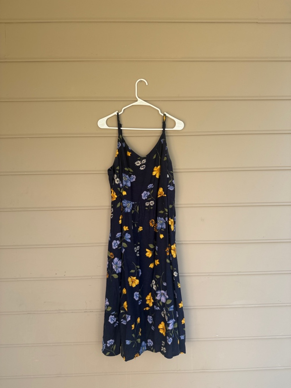 Old Navy Navy Floral Maxi Dress with Yellow and Lavender Flowers